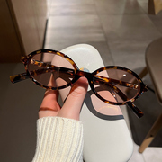 2024韩系时髦书呆子小椭圆墨镜，防紫外线斯文太阳眼镜女个性猫眼框