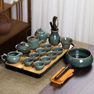 哥窑茶具套装家用整套带茶盘陶瓷功夫茶杯办公室，高档官窑泡茶茶壶