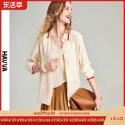 HAVVA2024春季长袖衬衫女设计感气质小众法式雪纺上衣C3-0859