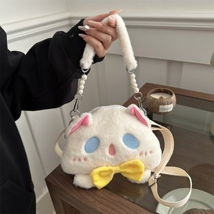 毛绒包包2024洛丽塔斜挎包，幽幽猫可爱玩偶女孩软萌手提包