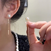 方形锆石珍珠耳线气质温柔小众，设计高级感韩式耳环方圆脸(方圆脸)耳饰女潮