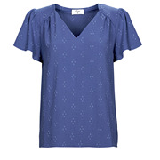 bettylondon女装t恤潮牌，宽松百搭显瘦减龄v领短袖蓝色夏季2024款