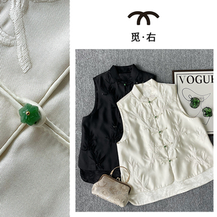 新中式复古刺绣立领古风上衣文艺，民族风中国风夏季衬衫叠穿马甲