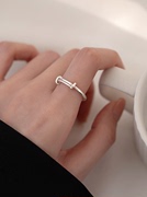 925银线条缠绕情侣戒指，女小众高级设计食指戒时尚指环