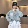 蕾丝牛仔衬衫外套抽绳欧洲站女装2025春季新款宽松长袖翻领上衣潮