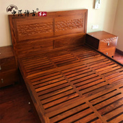 新中式双人床全实木床刺猬紫檀家具 简约现代红木双人Z床1.8