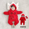 婴儿连体衣加厚新年冬装中国风红色保暖外套恭喜发财夹棉棉袄哈衣