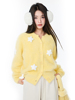 CLOUDSEASON立体星星针织开衫秋冬季黄色毛针织上衣时尚甜美外套