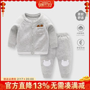 婴儿毛衣针织套装春装新生男宝宝男童洋气衣服春秋婴幼儿线衣外套