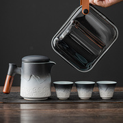 牛仁陶瓷旅行功夫茶具套装快客杯茶壶茶杯便携式收纳包户外泡茶器