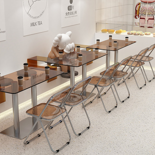 网红工业风桌椅组合商用甜品奶茶烤肉店，咖啡厅创意酒吧亚克力餐椅
