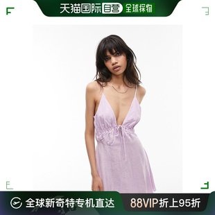 香港直邮潮奢topshop女士提花抛式迷你淡紫色连衣裙