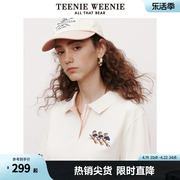 teenieweenie小熊polo衫短袖t恤多巴胺白色宽松上衣，ins风女士时尚