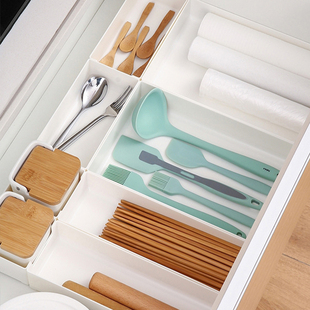 厨房日式塑料筷子收纳盒橱柜内置抽屉收纳分隔餐具调料勺子整理盒