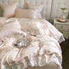 温柔粉色天丝四件套，80支夏季双面冰丝床上用品，丝滑凉爽床单被套