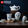 景德镇国货陶瓷手绘青花玲珑中式功夫茶具套装家用泡茶壶茶杯