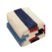 珊瑚绒床单单件法兰绒毛毯加厚条纹，冬季北欧风学生，单双人(单双人)保暖毯子