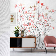 艺速新中式简约定制壁画客厅餐厅，花卉无纺布壁纸背景墙纸卉香清幽