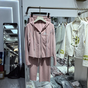 粉色运动休闲套装女春2024时尚洋气高级感修身卫衣时髦两件套