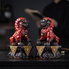 中式陶瓷石狮子摆件一对北京宫门中国风，家居客厅办公室聚财工艺品