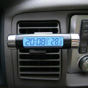 车内液晶温度计 汽车电子钟表车载时钟LED数显蓝背光汽车内饰用品