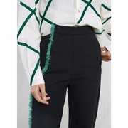 halfmade夹生绿色拉毛，直筒裤不对称铅笔，裤女d2yboutique