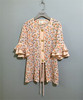 原价¥78vintage日本古着花朵荷叶边五分袖藕粉色雪纺衬衫