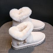 秋冬季加厚雪地靴女流苏搭扣，防滑皮毛一体，毛毛靴防寒保暖棉靴棉鞋