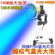 12v蓝光外接灯头钓鱼灯p100夜钓头灯，超p90强光，氙气夹电瓶白光黄光