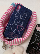 韩国ins风小众钻石可爱兔子印花博主同款菲林15适用于11苹果14ProMax手机壳iPhone13Promax保护套1412