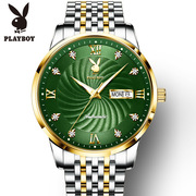 欧美品牌全自动机械精钢 手表男表商务圆形钢带金色日历国产腕表