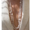 欧美风天然白水晶(白水晶，)淡水珍珠时髦配饰，项链长款气质多层黑玛瑙毛衣链