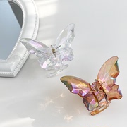 透明水晶蝴蝶发抓夹高级感法式发夹女后脑勺网红2022仙气发卡