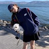 LILY MOST藏青色卫衣女2023秋季洋气减龄宽松立领棒球服外套