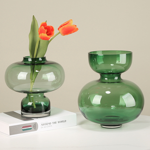 现代创意轻奢葫芦玻璃水培，花瓶家居桌面摆件，样板房插花北欧摆设