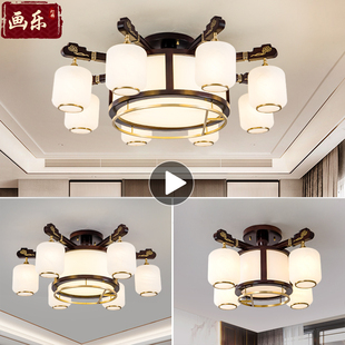 新中式客厅灯中国风纯铜餐厅，卧室书屋实木艺大厅吸顶灯轻奢吊灯具