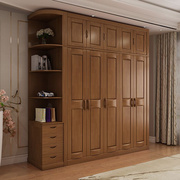实木衣柜中式家用卧室大衣橱现代简约二3四5六门木质整体衣柜