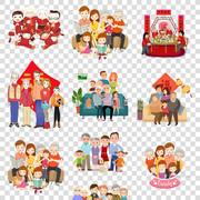 一家人团圆图片PNG免抠素材模板 PNG免抠素材 幸福一家人 卡通素