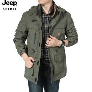 jeep吉普夹克男春季户外工装，军旅多口袋休闲大码宽松外套上衣