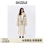 dazzle地素奥莱秋冬工装风撞色羊皮，毛领棉服外套上衣女