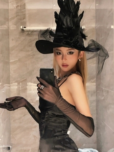 万圣节cosplay网纱玫瑰女巫帽子巫婆帽巫师帽头饰装饰品拍照道具