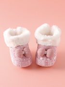 新生婴儿冬季步前靴01岁加绒加厚保暖棉鞋小公主防滑软底宝宝鞋