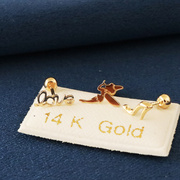 韩国纯14k金黄金(金黄金)耳钉，光面天使字母高跟鞋，k纯金拧螺丝耳钉女