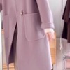 紫色毛呢外套女冬季2023韩系高级感加厚学院，风呢子长款大衣潮