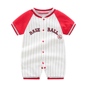 2022夏季男宝宝连体衣，新生儿婴儿连身衣，纯棉棒球服爬服
