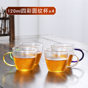 玻璃茶杯花茶小杯子耐热小号杯功夫茶具配件透明品茗杯带把咖啡杯