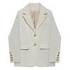 杏白色小西装外套，小众设计英伦风自制春秋，韩版女西服西装外套