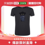 香港直邮EMPORIO ARMANI 女士深蓝色小熊图案圆领短袖T恤 3H2T6Q-