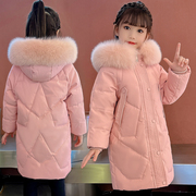 巴拉橙中长款儿童羽绒服女童中大童韩版洋气2023加厚冬季外套