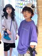 波拉韩国童装男女童初高中生中大夏青少年街舞服亲子街头短袖T恤